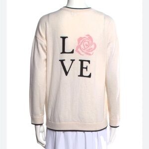 Cashmere love sweater from Minnie Rose  cream and black  Size M 🌹